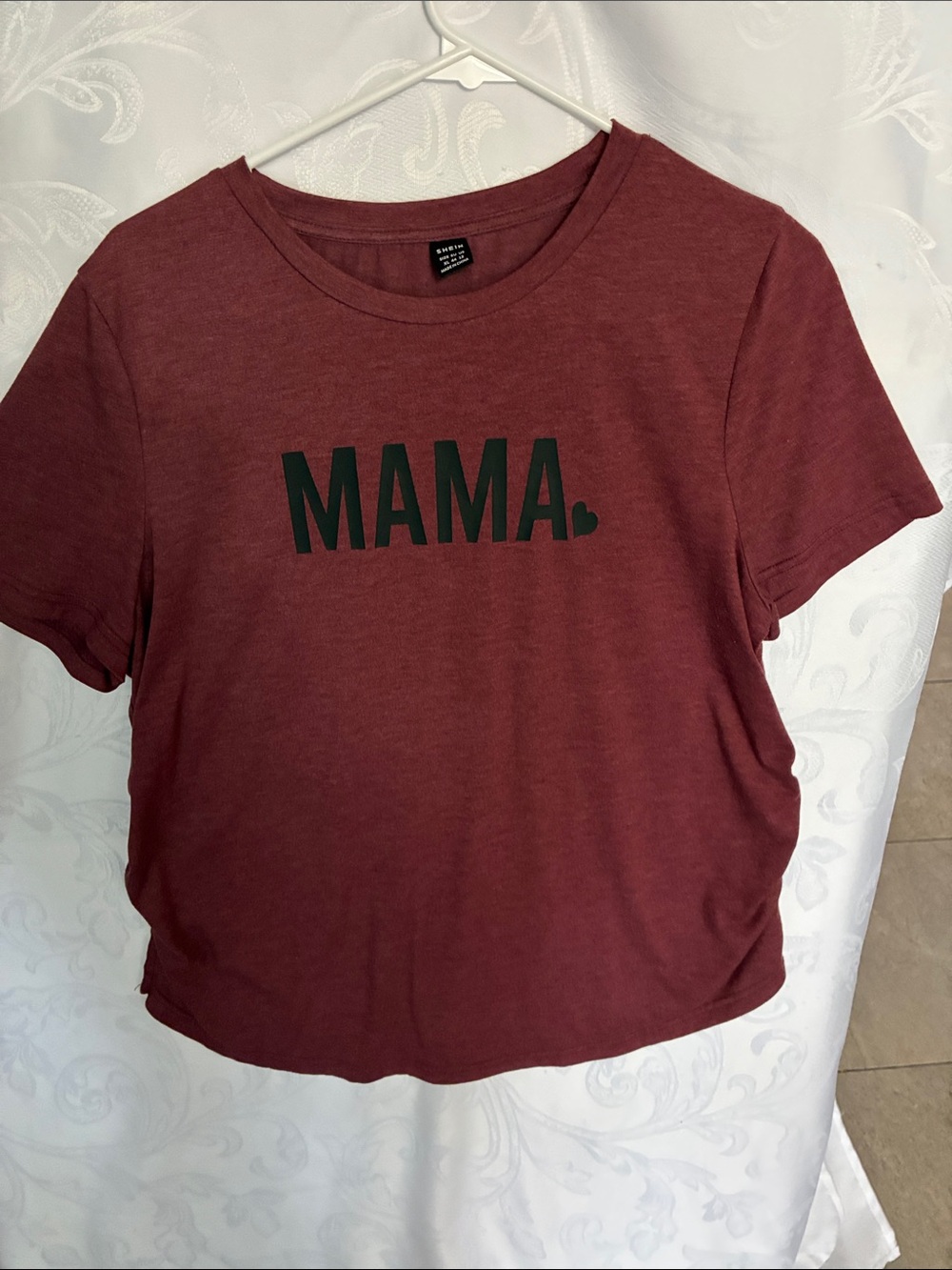 MAMA Relaxed Maternity Short Sleeve Tee - Burgundy